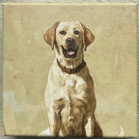 Darren Gygi Yellow Labrador Home  Collection Hanging Canvas Print 5”x5” - Picture 3 of 6